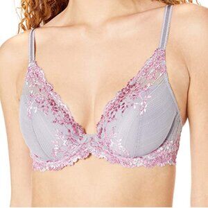 Wacoal Women's Embrace Lace Plunge Contour Bra Bra, Lilac Gray